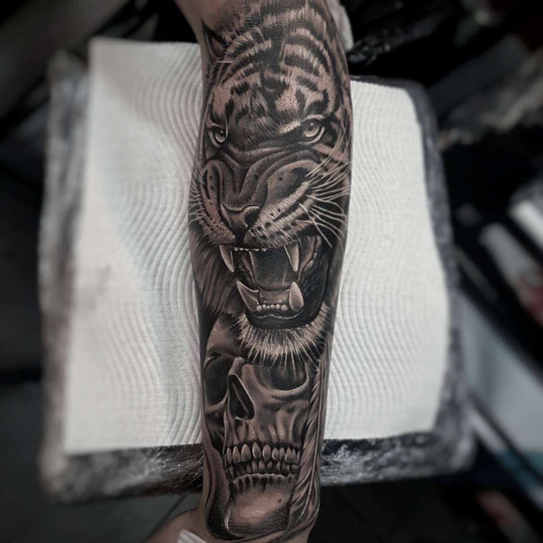 Tiger & Kranie tattoo