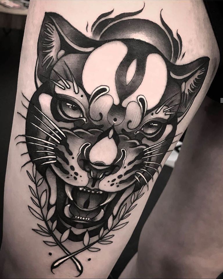 Panter kattedyr tattoo fra Preben
