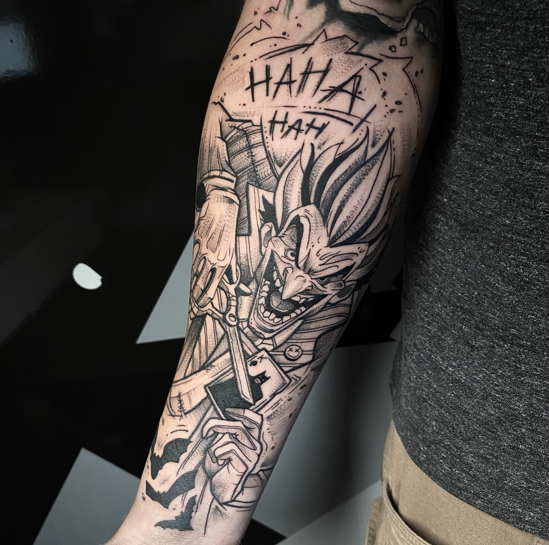 Joker tattoo fra Morten blackwork