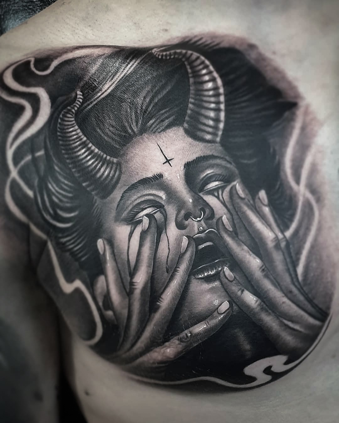 Dæmon black and grey tattoo